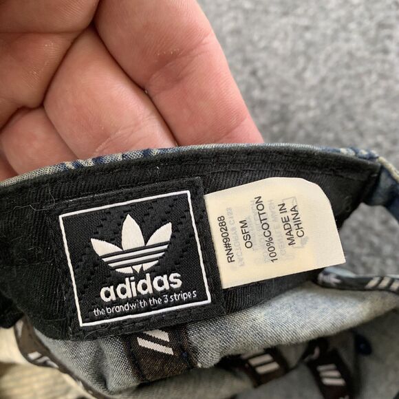 Adidas Strapback Hat Cap Blue Trefoil Logo Retro Three Stripes Chambray - Picture 6 of 8